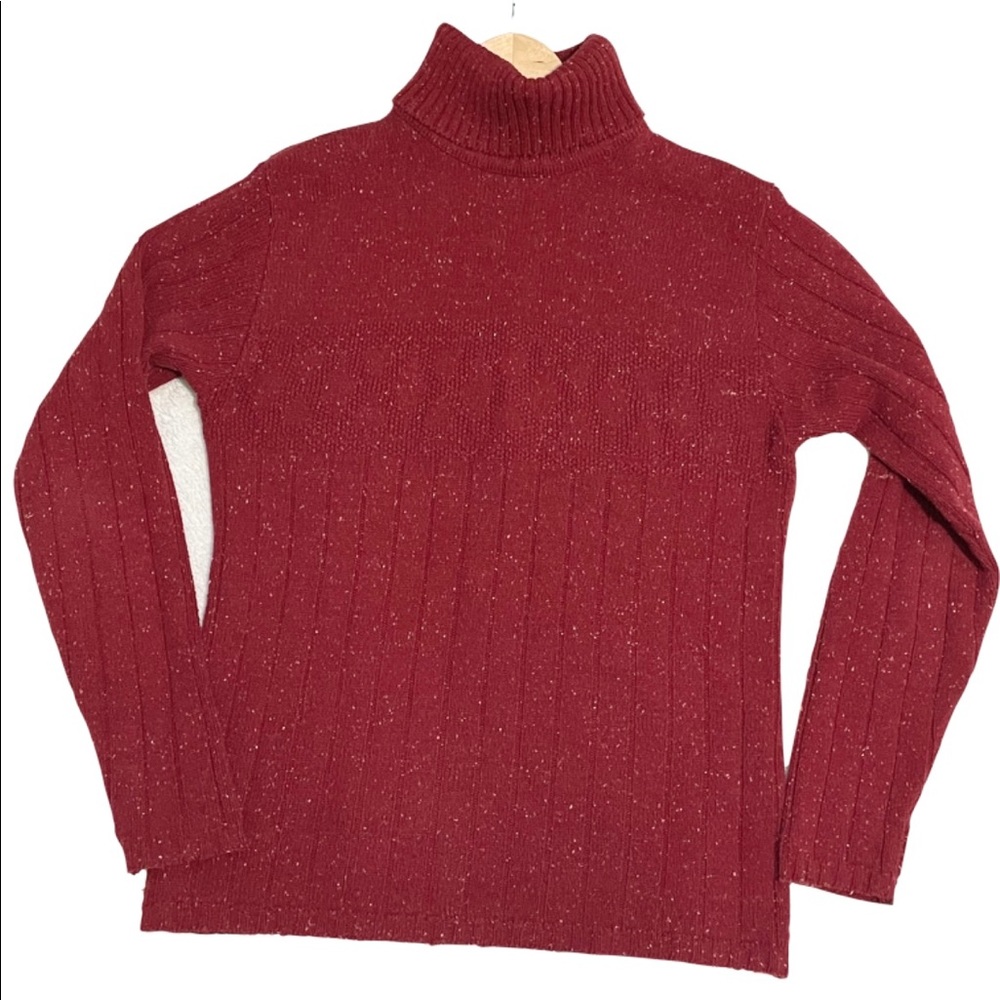Ilanco Vintage Red Cotton Turtle Neck Sweater Women Size M